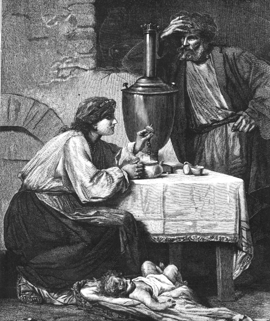 «Свой самовар», гравюра с картины Адольфа Ивона, 1874 год, журнал «Нива»