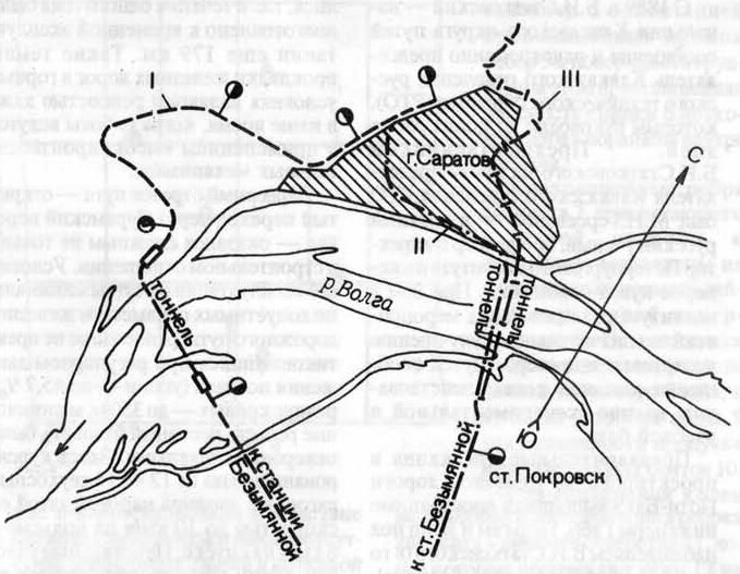 © Пикуль В. Из истории строительства и проектирования: Железная дорога под Волгой // Метро. — М., 1994. — №2. — С. 41 (Варианты проектов подводных тоннелей у Саратова, предложенные в 1910-х гг.)