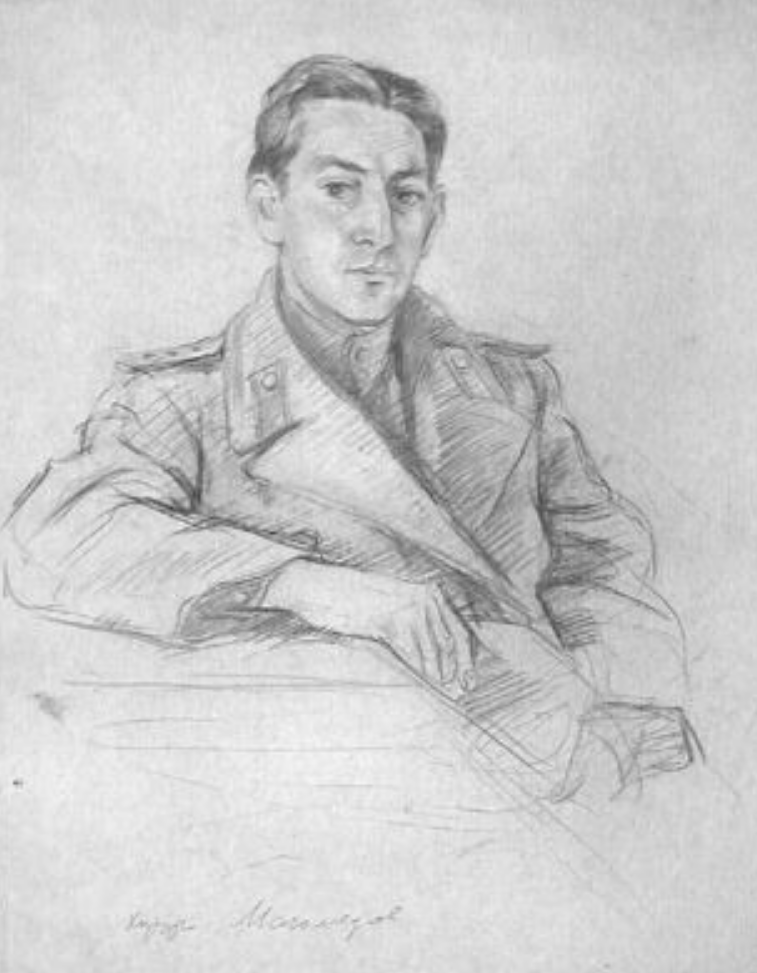 На фото: Хирург Магомедов. 1944–1945 гг. Бумага, карандаш. Художник Макаров Василий Макарович [1909–1966].