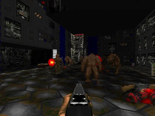 Классический коридор с выпадающими демонами