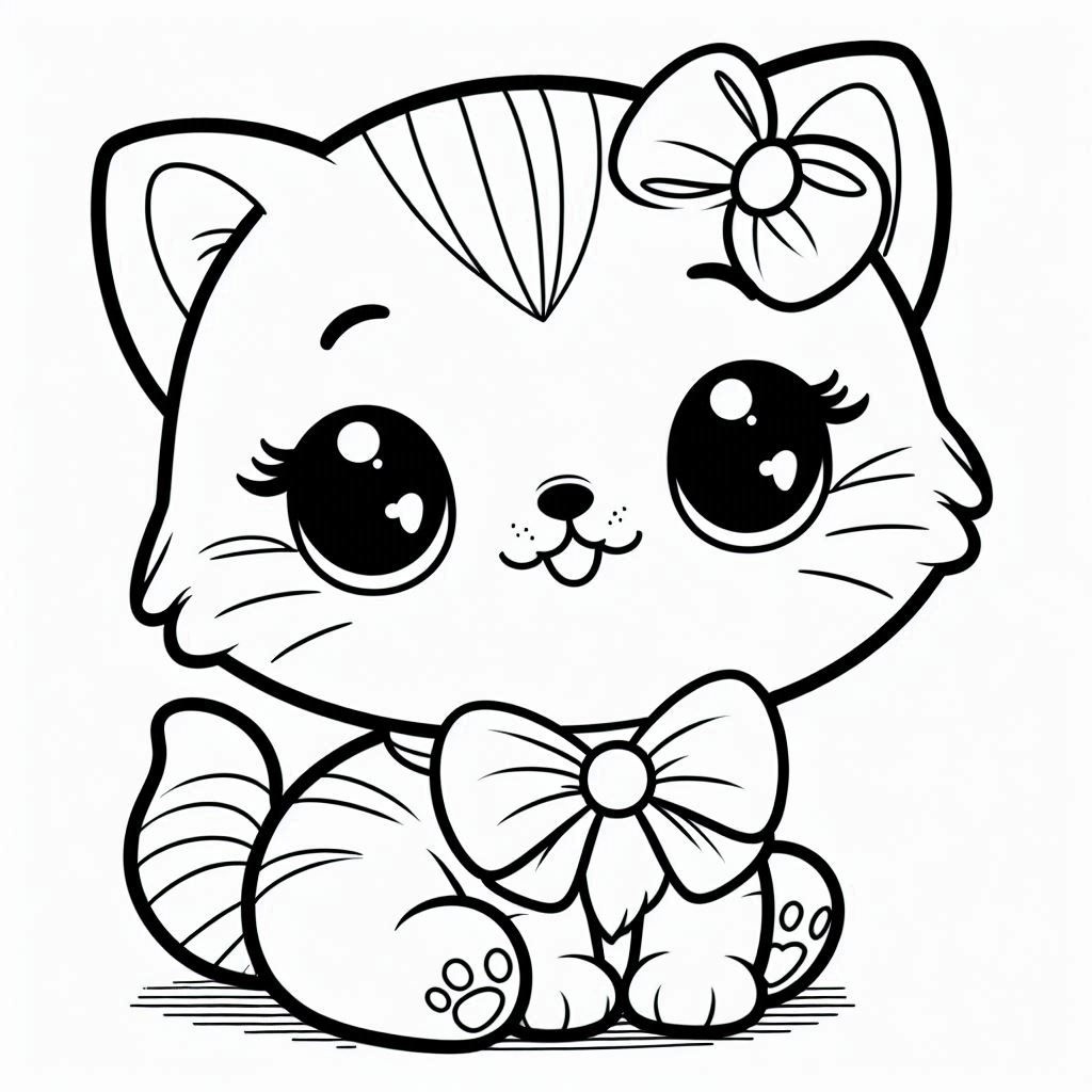 Раскраска с милой маленькой кошечкой