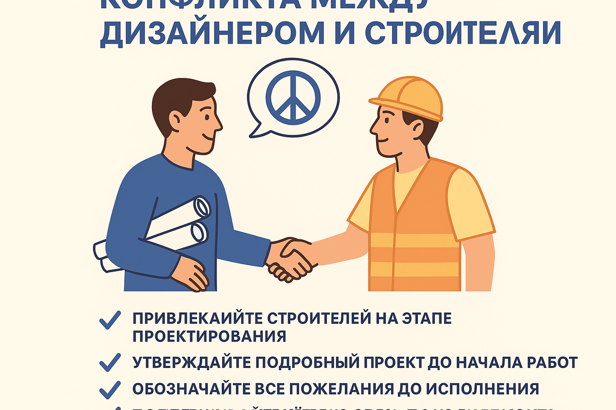    Как избежать конфликтов между дизайнером и строителями в Москве