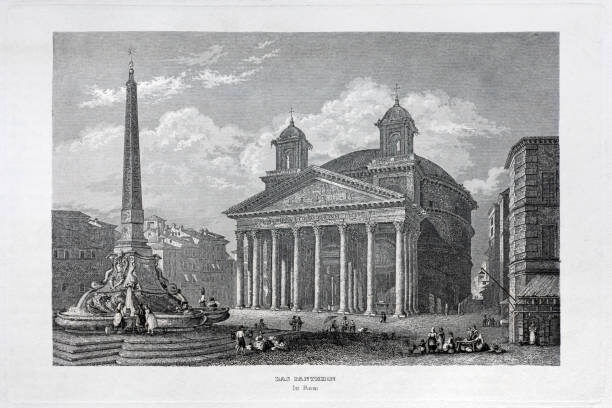 Пантеон Рима, Италия, старая гравюра