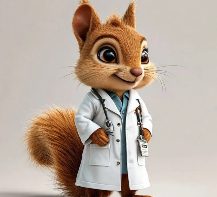 фото с сайта https://59.ru/text/health/2024/12/02/74828723/  Белочка в белом халате - маскот наркодиспансера из Перми, эстафета принята Челябинском