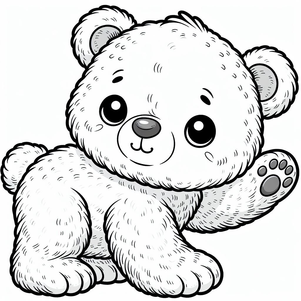 Раскраска мишутка машет лапой