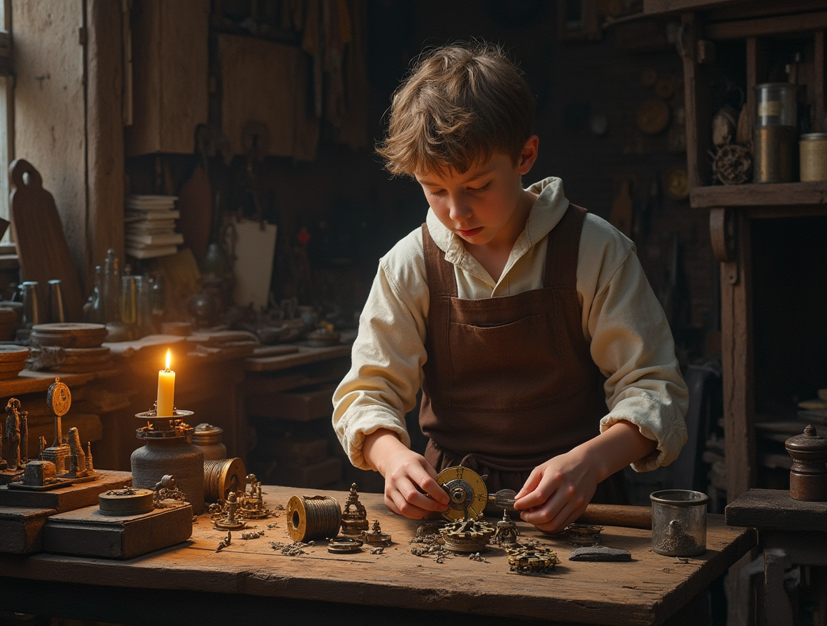 Молодой Кулибин в отцовской мастерской в Нижнем Новгороде