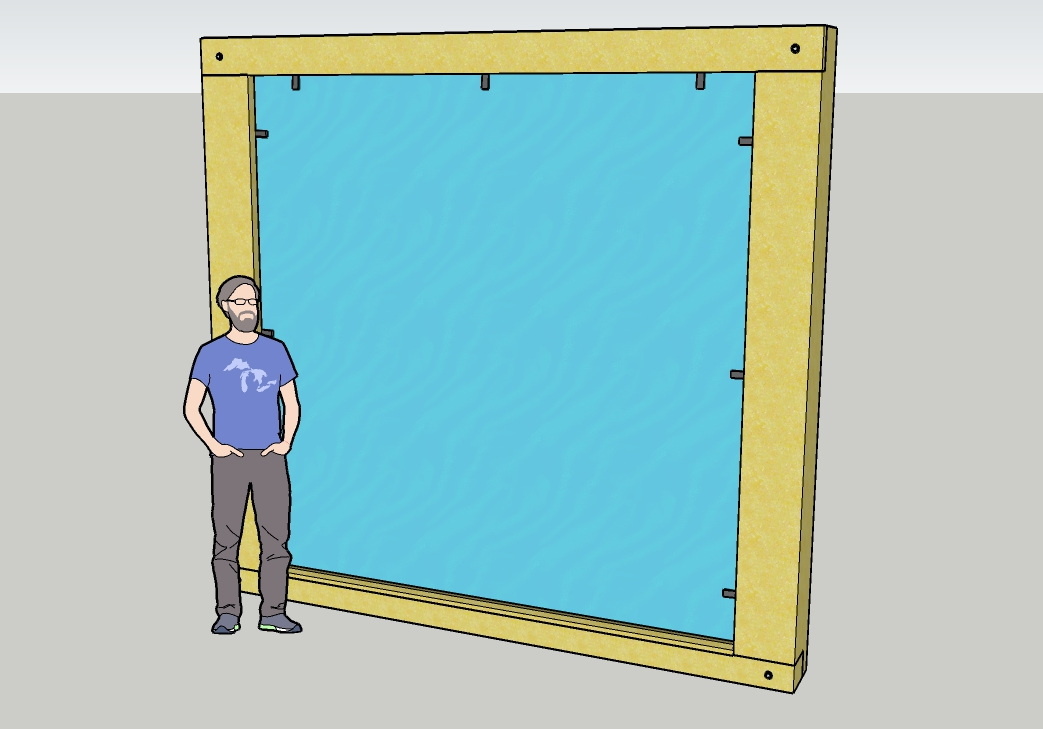 Одиночный стеклопакет в контуре фахверка