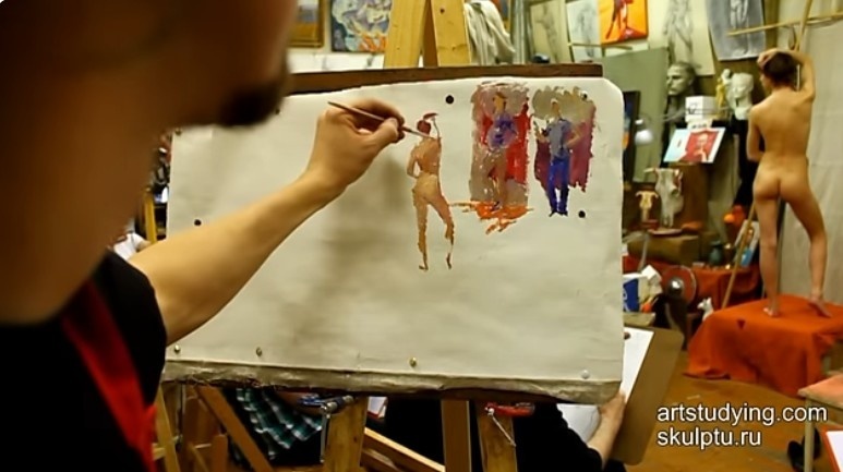 Кадр урока из источника "Короткие наброски" - Обучение живописи. Масло. Фигура, 1 серия