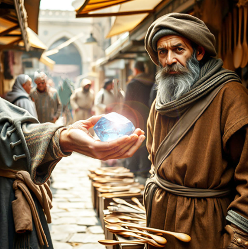 Как бедня по имени Рашид, обменял голубой камень на три деревянные ложки.