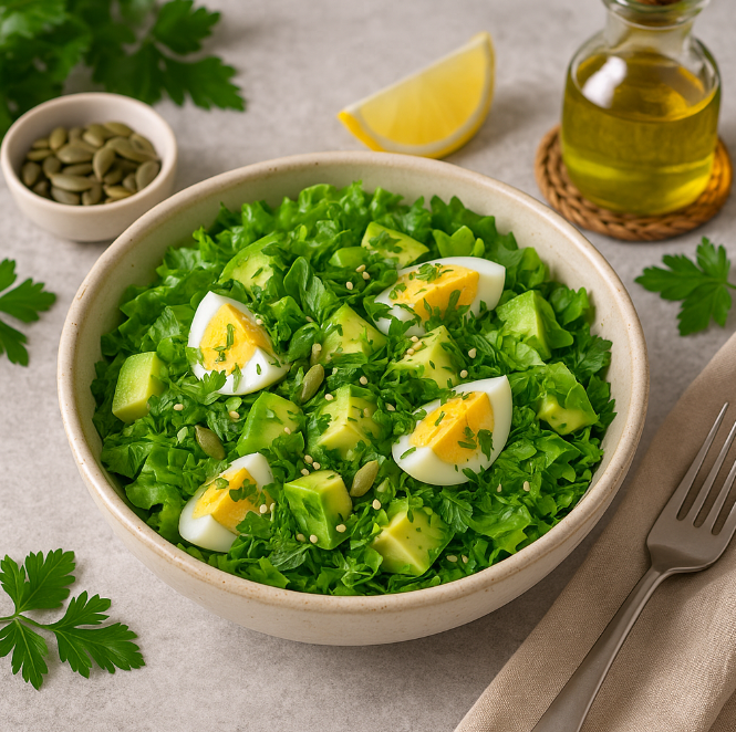Салат с авокадо, яйцом и зеленью рецепты от Дарики