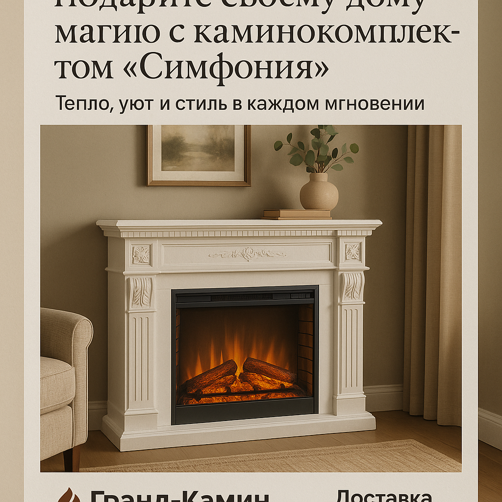    Подарите своему дому магию с каминокомплектом Симфония: тепло, уют и стиль в каждом мгновении Kamin