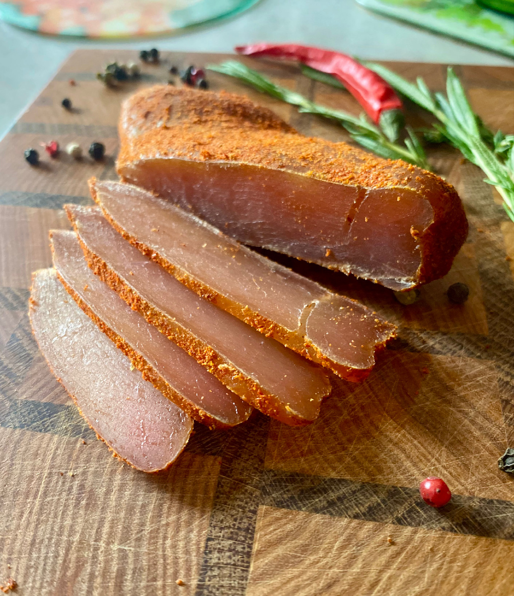 Вяленая куриная грудка а-ля Карпаччо с копчением