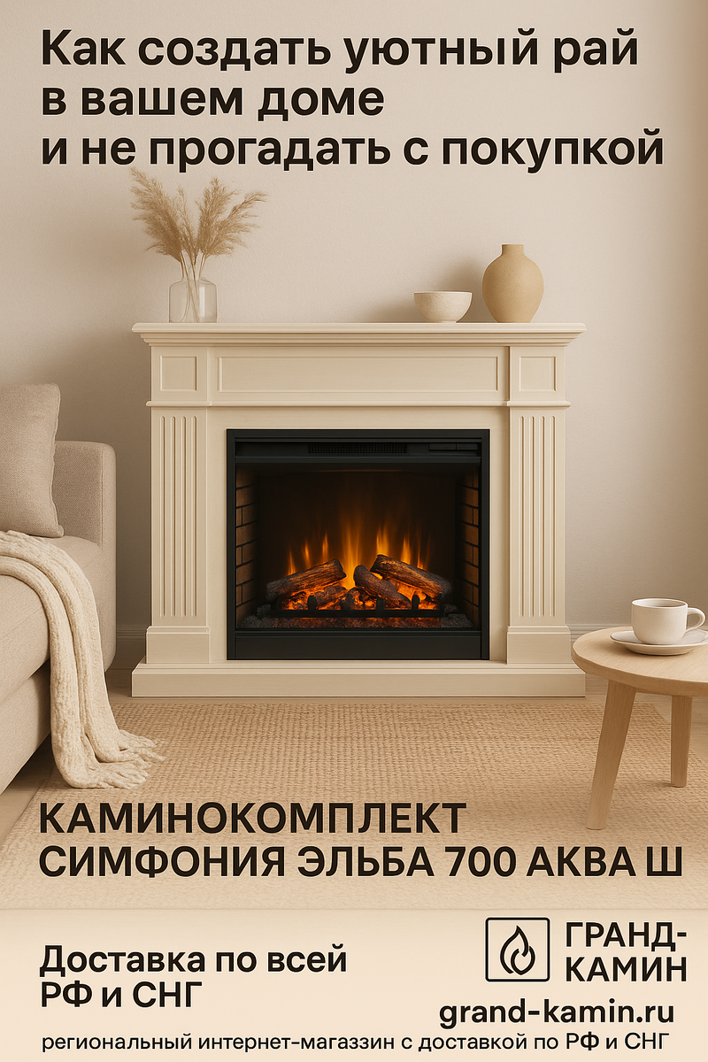    Каминокомплект Симфония Эльба 700 АКВА Ш: как создать уютный рай в вашем доме и не прогадать с покупкой Kamin