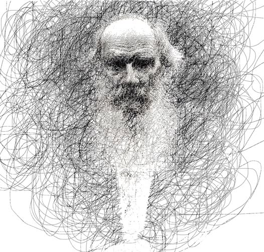 Так же попытался я изобразить Льва Толстого таким, как выглядеть он мог в дни тяжких своих раздумий...