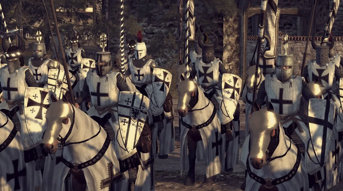 Тевтонские рыцари со своими крестами 