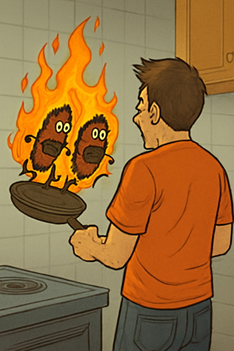 Общее мнение: котлет на некачественную сковороду. 