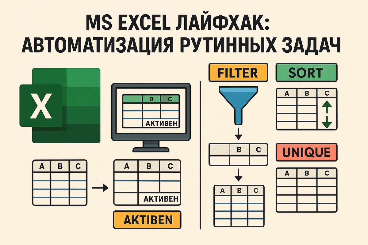 Excel лайфхаки 2025: Как ускорить работу с таблицами с помощью FILTER, SORT и UNIQUE