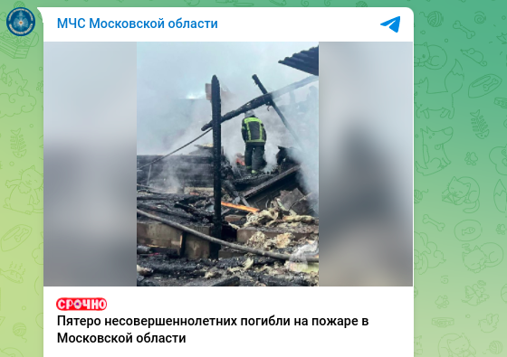    Скриншот: Telegram/МЧС Московской области