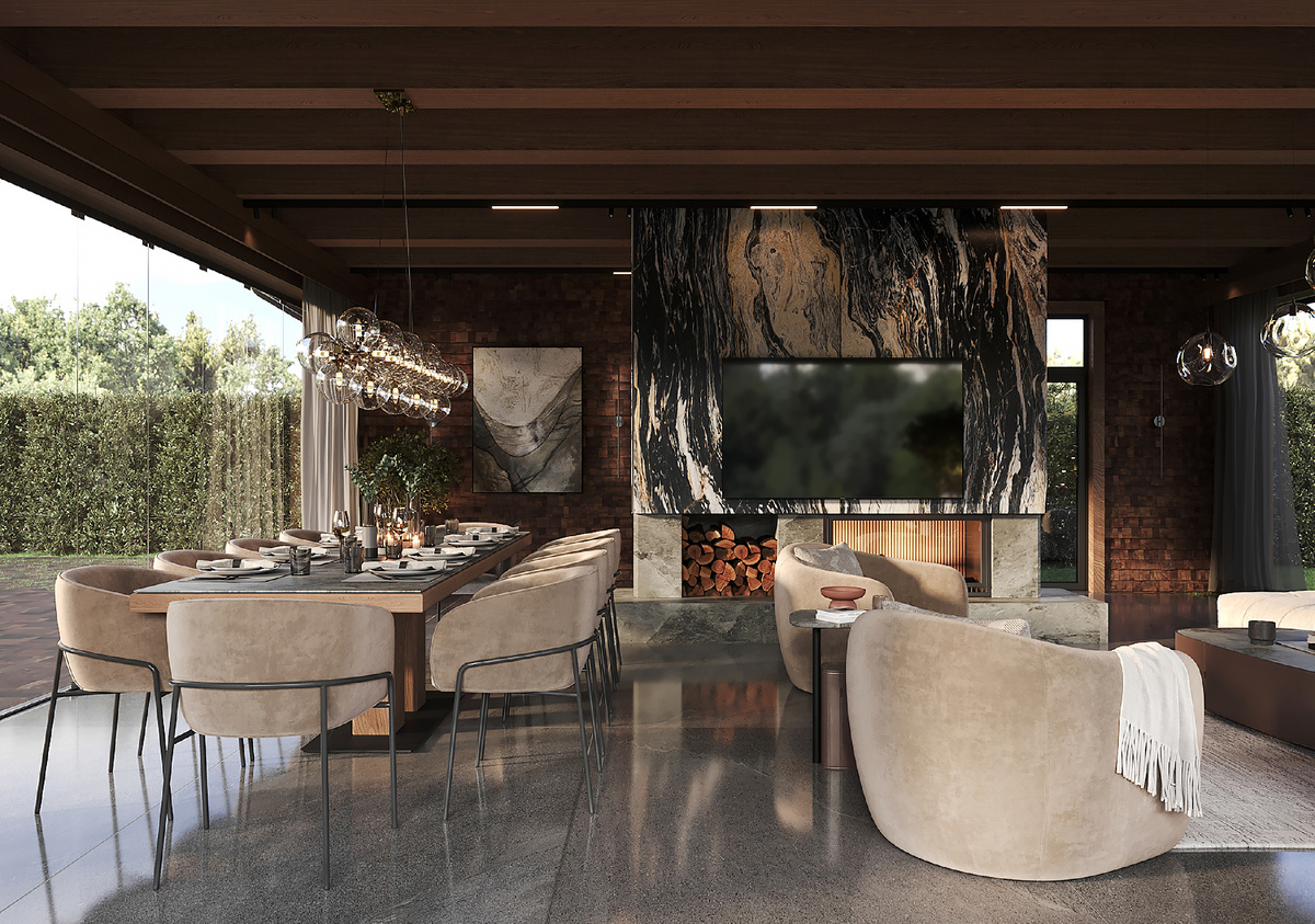 Интерьер павильона для отдыха в Хиттолово