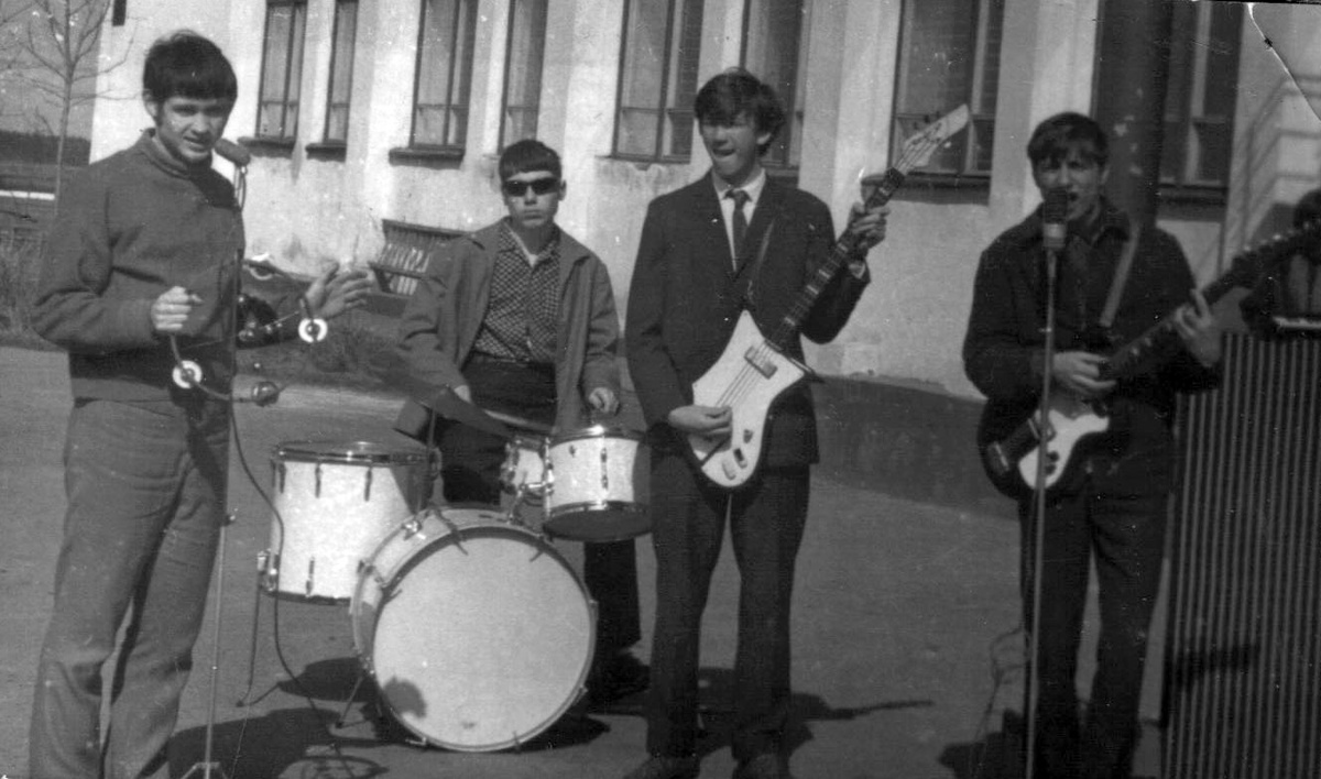Группа ФОБОС, май 1968. Сергей Попов, Александр Неганов, Иштван Ланг, Сергей Богомолец
