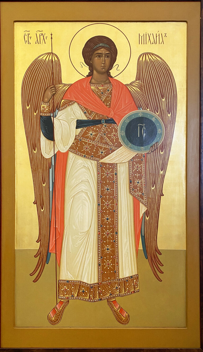 Икона Михаила Архангела. Располагается в притворе храма святого великомученика Димитрия Солунского на Благуше г. Москвы. Источник: https://hramdimitria.ru/ikona-mihaila-arhangela/