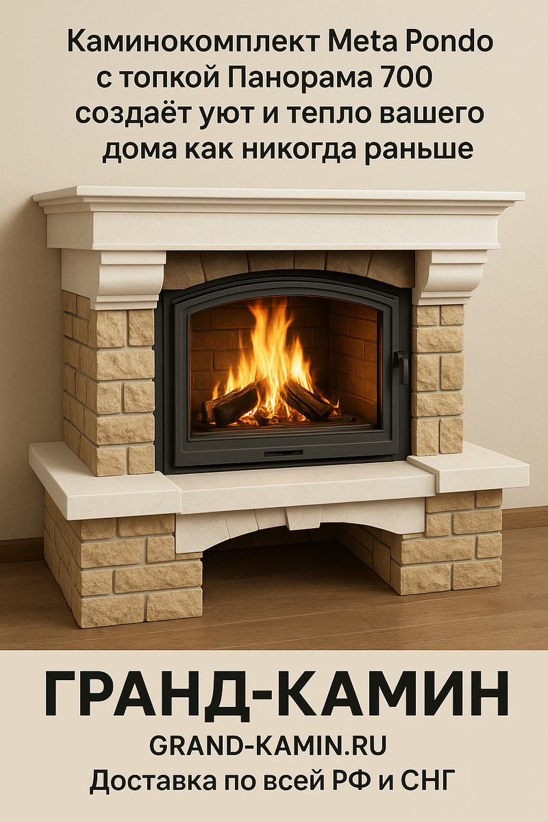    Каминокомплект Мета Рондо с топкой Панорама 700 создаёт уют и тепло вашего дома как никогда раньше Kamin