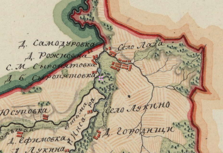 Фрагмент плана Саранского уезда 1805 г.