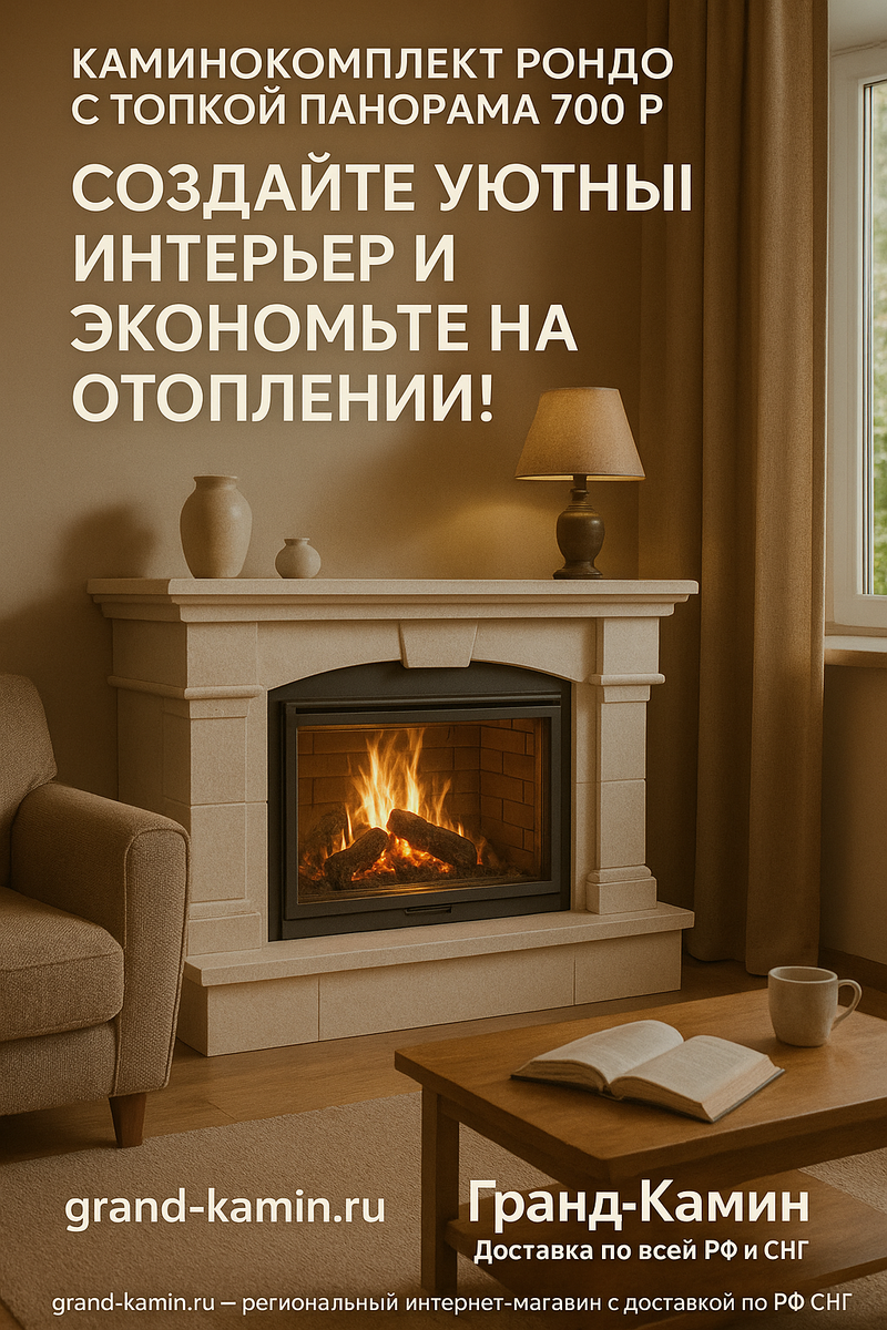    Каминокомплект Рондо с топкой Панорама 700 П: создайте уютный интерьер и экономьте на отоплении! Kamin