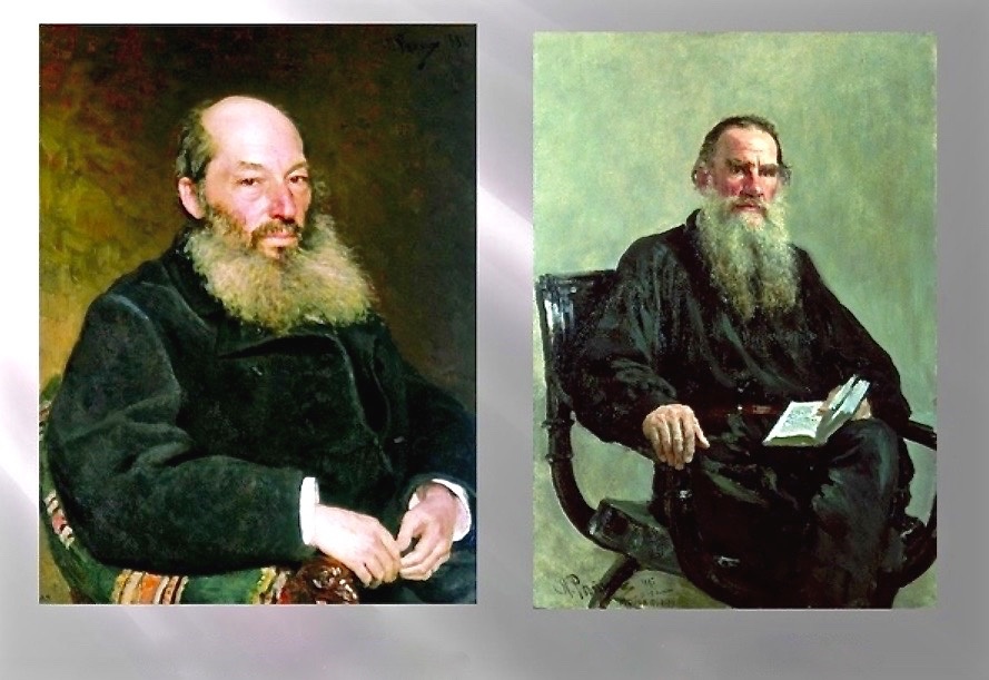 Портреты А. А. Фета и Л. Н. Толстого.