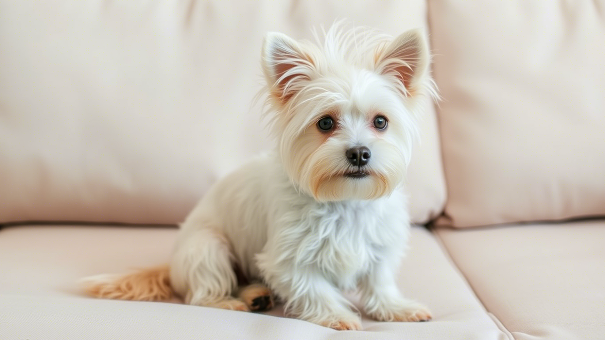 Китайская хохлатая собака на диване