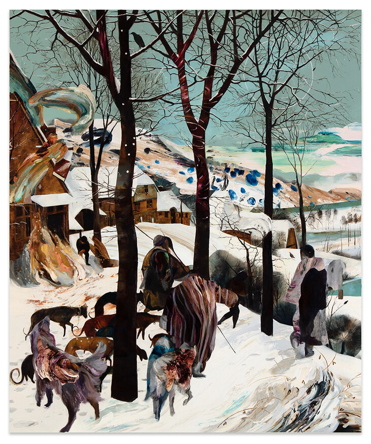 © Жаклин Конли (Jaclyn Conley). Охотники. Холст, масло. 60 х 144см. 2023.