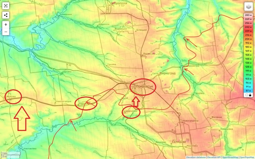    Карта СВО. ВС РФ продвигаются на Покровском направлении.