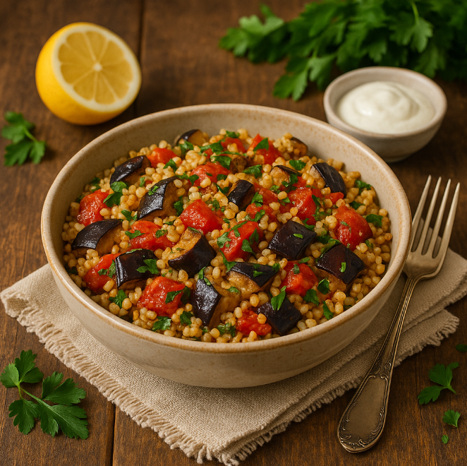 Булгур с запечёнными баклажанами рецепты от Дарики