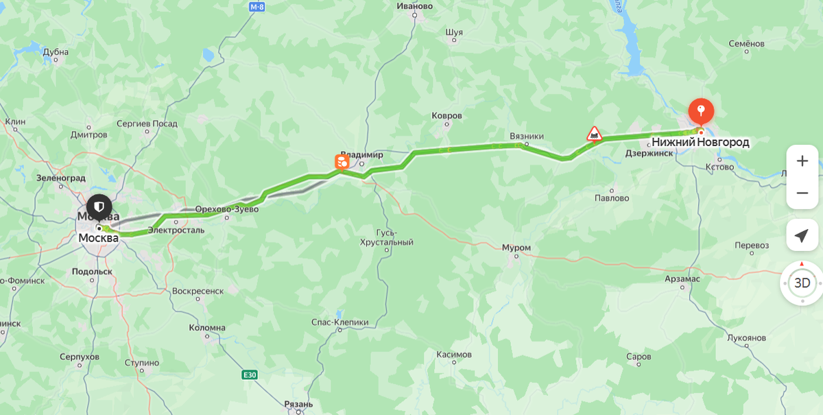 Наш маршрут из Н.Новгорода в Москву