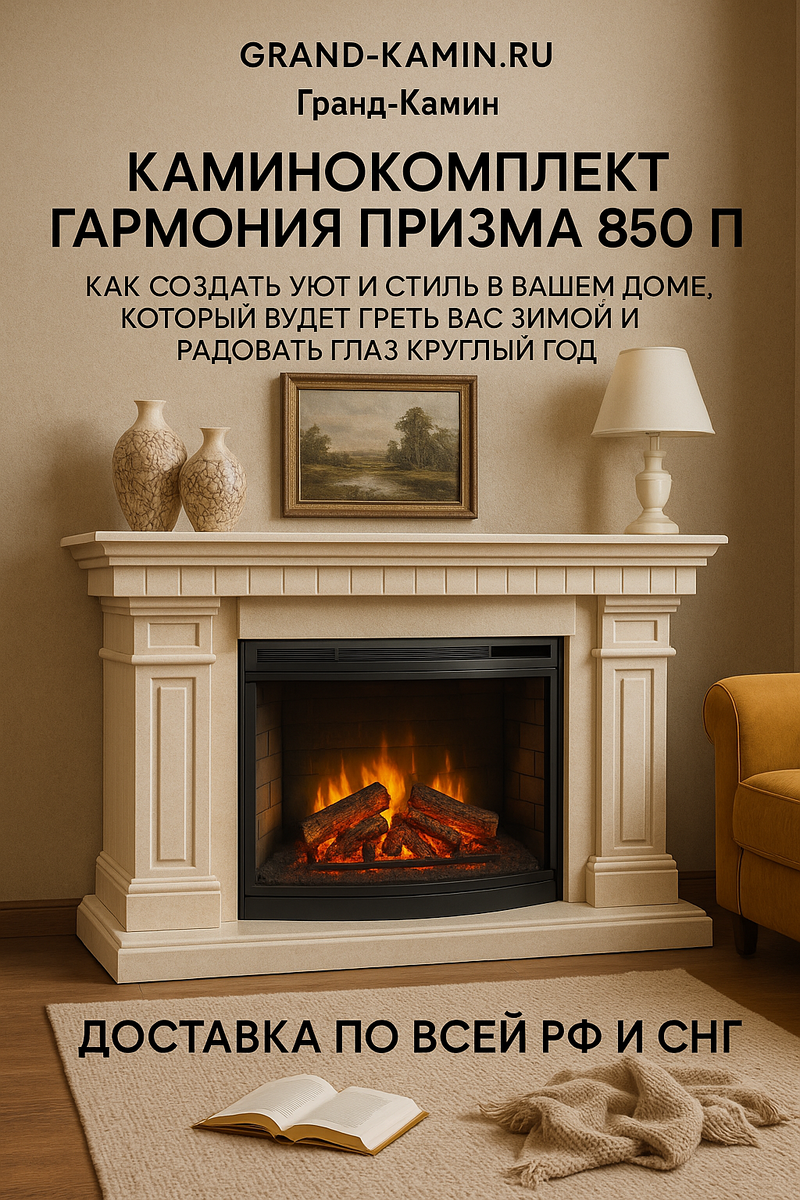    Каминокомплект Гармония Призма 850 П: как создать уют и стиль в вашем доме, который будет греть вас зимой и радовать глаз круглый год Kamin