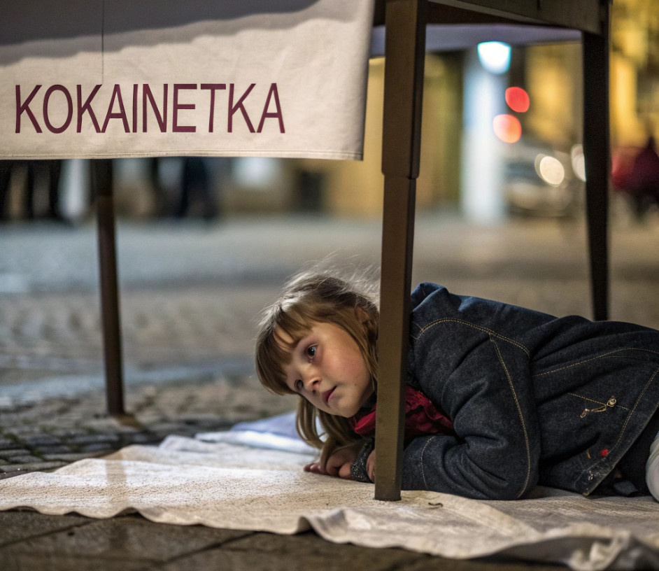 Девушка под кафом "Кокаинетка"