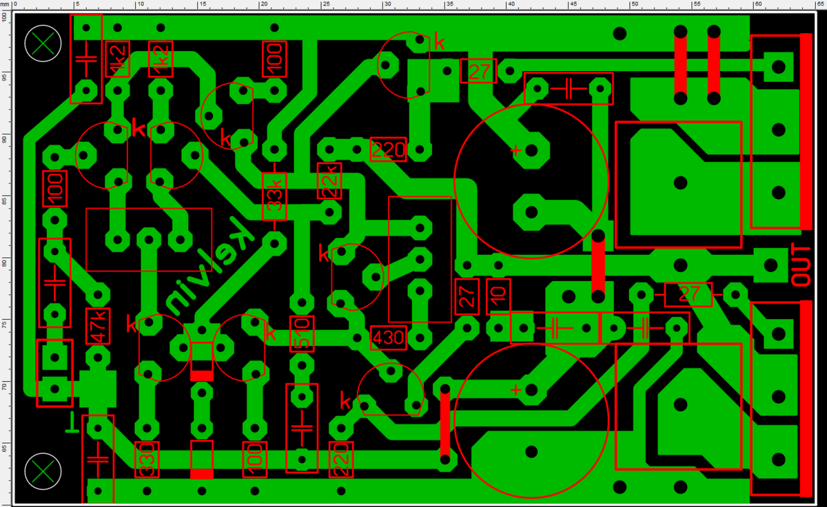 Проект печатной платы компактного транзисторного УНЧ