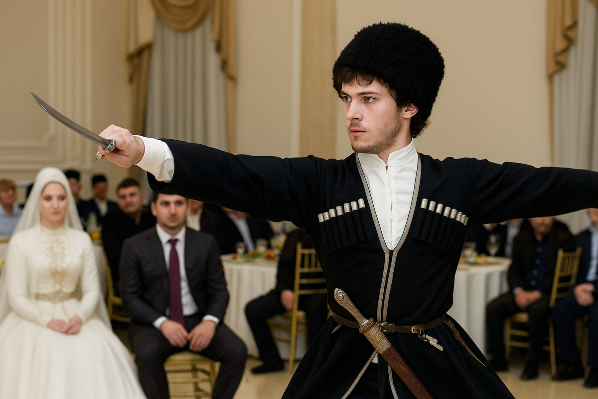 Фото: Традиционный кавказский танец — ловкость, точность, и национальный костюм.