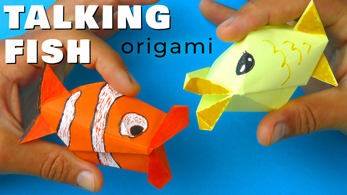 Оригами: Говорящая рыба из бумаги