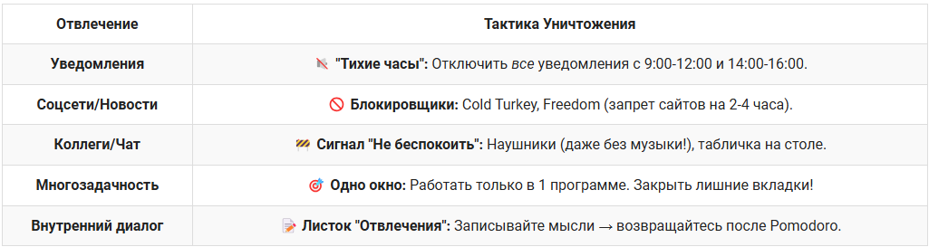 Враги Фокуса (и Как Их Обезвредить)