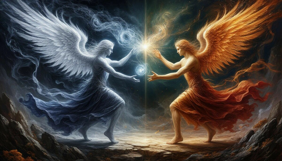 Нетварные невидимые энергии Творца, против оккультных материальных энергий - битва Света и Тьмы, Фэнтэзи, сюрреализм, эстетично, мило, 33D, Неземная красота, шедеврально, бесконечная экспозиция и детализация.