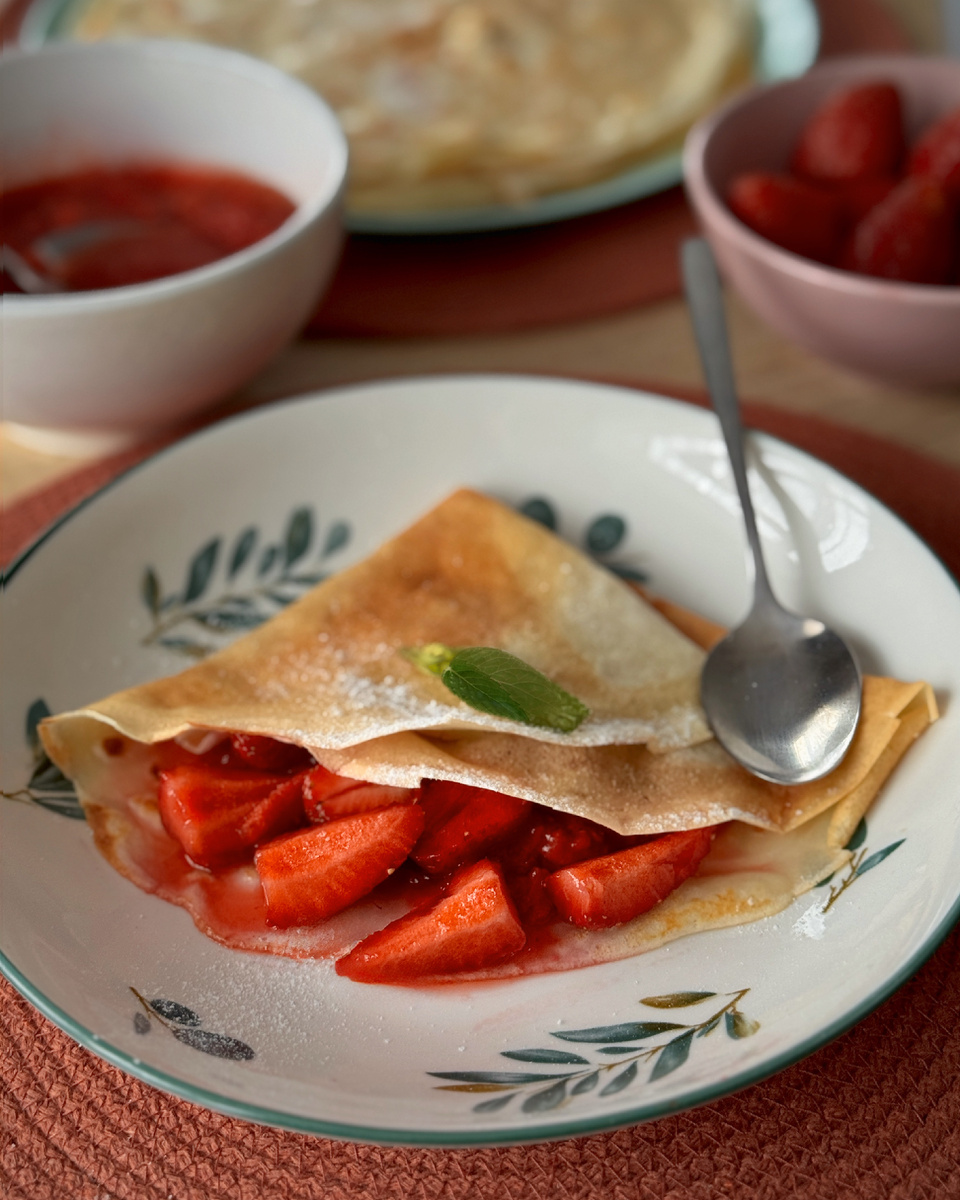 Блины с клубникой 