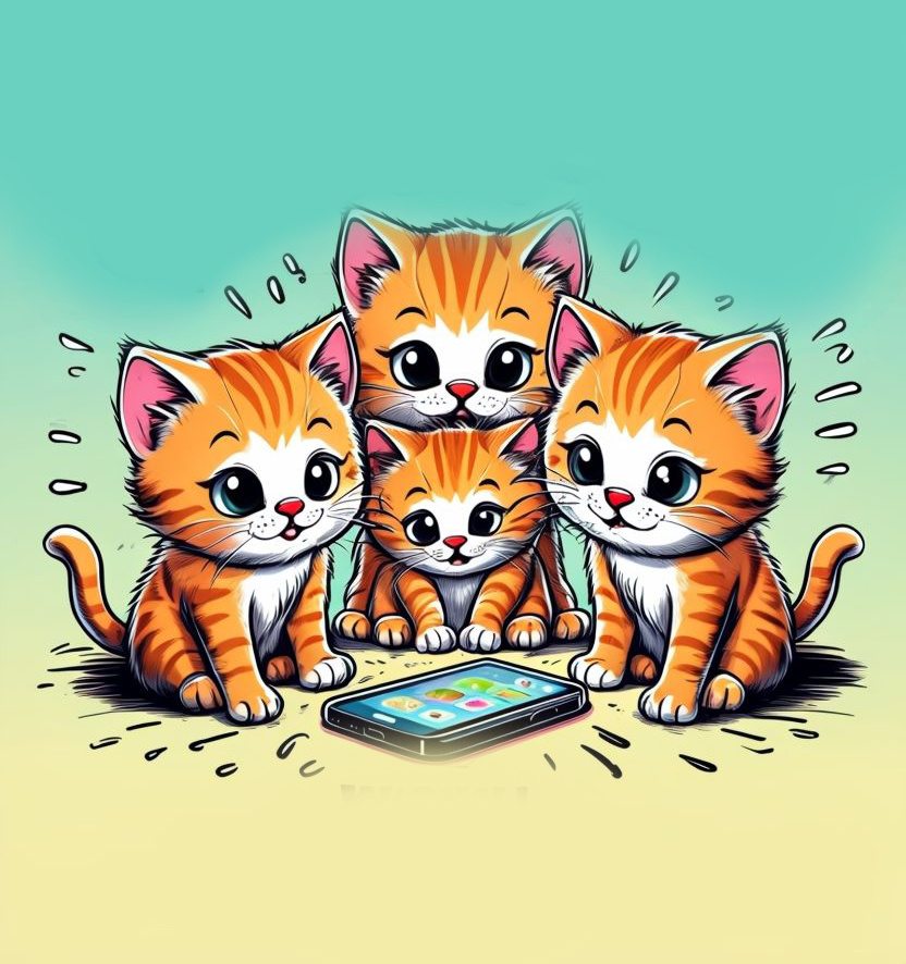 Котики смотрять в телефон