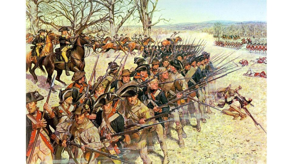    Битва при Гилфорд-Корт-Хаус 15 марта 1781 года. H. Charles McBarron / Публичное достояние