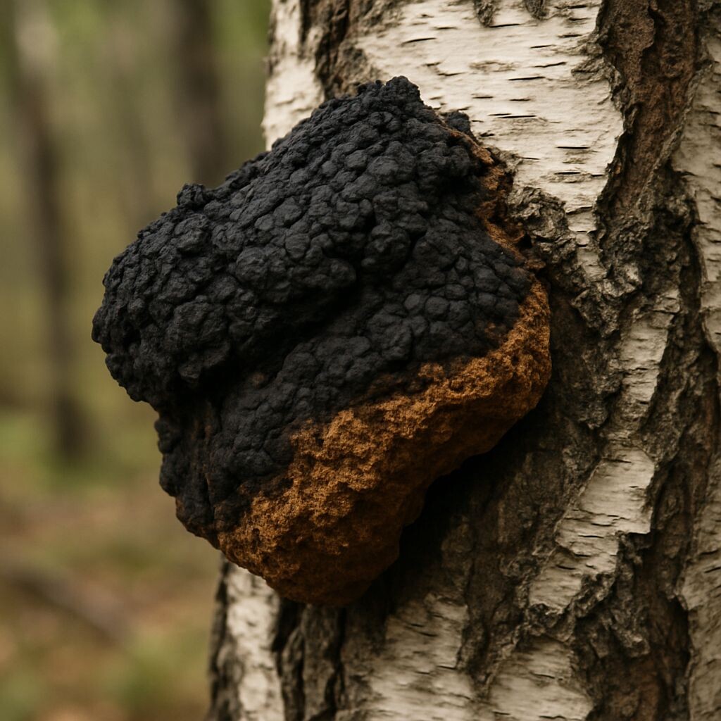 Гриб березовая чага (Inonotus obliquus) — это стерильная (бесплодная) форма трутовика скошенного.