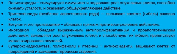 Основные активные вещесва в составе гриба чаги.