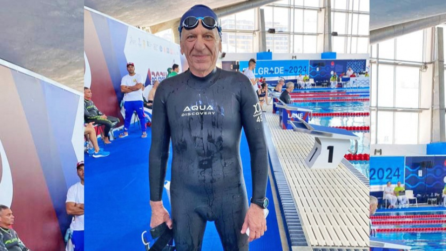 Сергей Поролло после соревнований в Афинах. Фридайвингом он начал заниматься после 70 лет. Никогда не поздно пробовать что-то новое