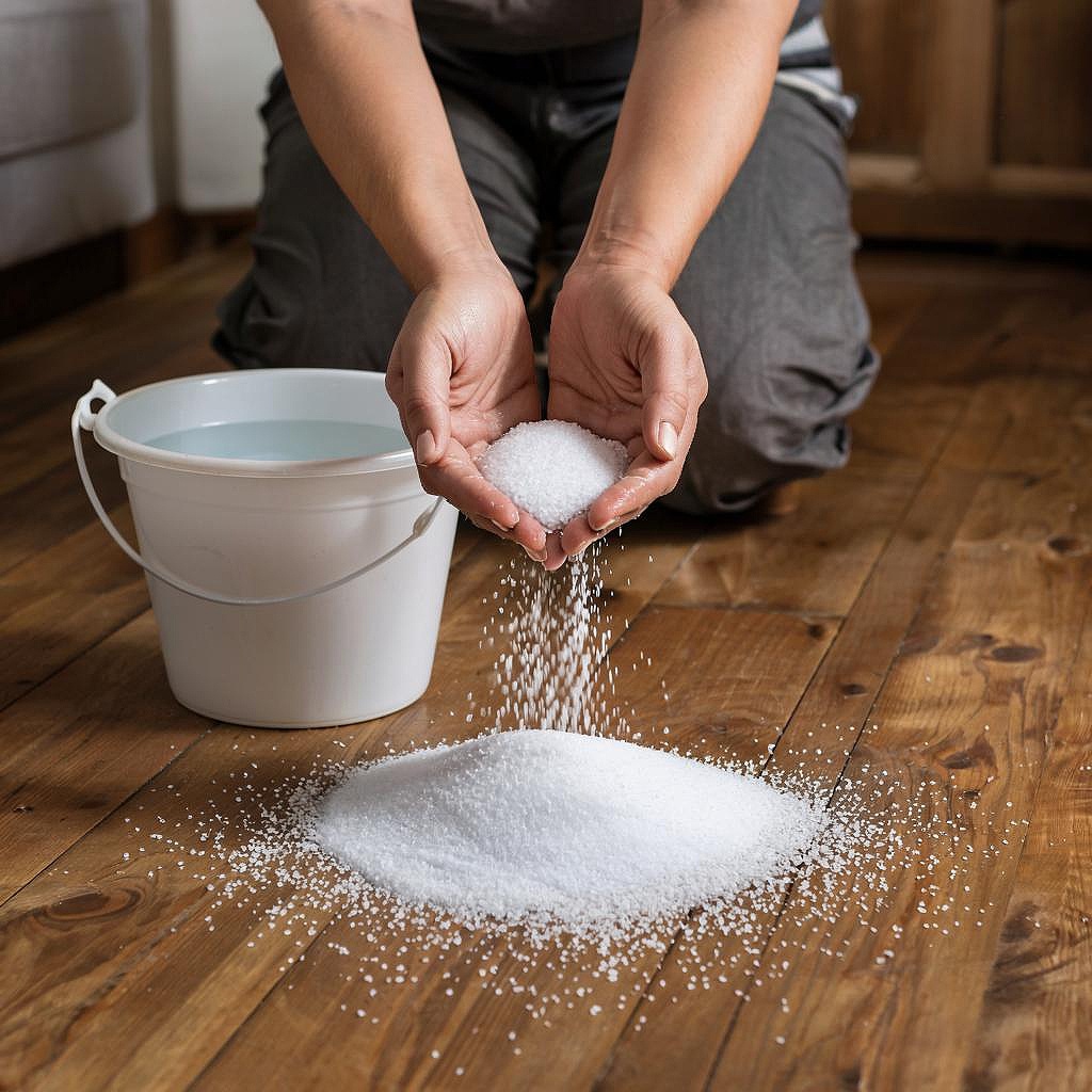 Мыть пол солью.
