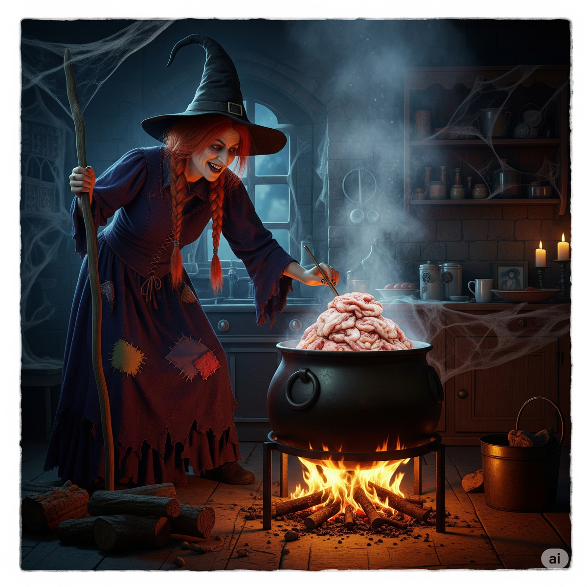 Попросила нейронку нарисовать ведьму, которая сжигает жир! 🤣 По-моему, круто!