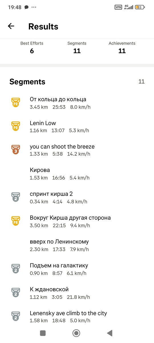 Скриншот приложения Strava.